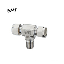 Double Ferrules Swagelok Stainless Steel 304 / 316L Metric and NPT male 200 Bar to 400 Bar Compression Tee Fittings